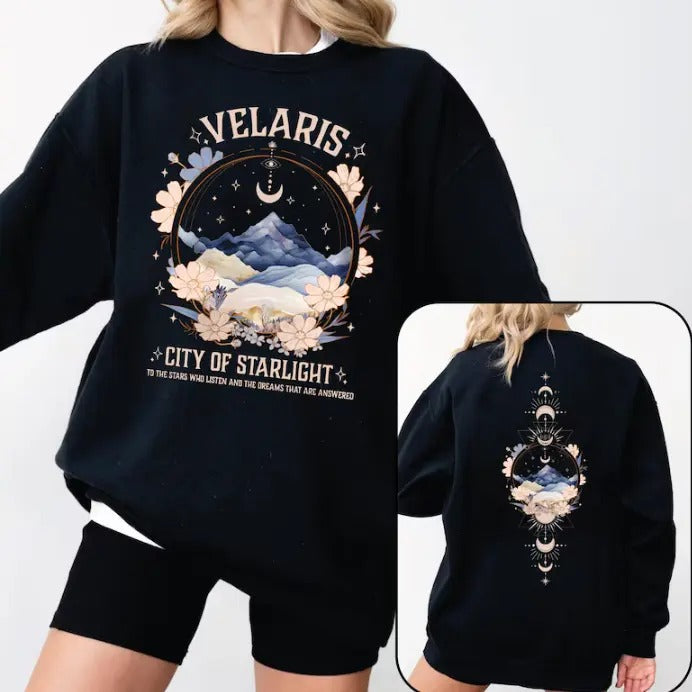 Acotar Night Court Sweatshirt -Velaris City Of Starlight Embroidered Sweatshirt, Velaris Embroidered Hoodie T-Shirts