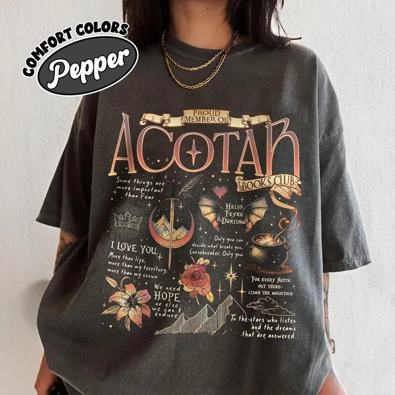 Acotar Quotes Comfort Colors Shirt, Proud Member Of ACOTAR Books Club Shirts, The Night Court T Shirt, SJM Inspire...