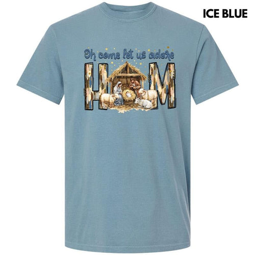 Adore Him Nativity Scene Comfort Colors T-Shirt 'NLB Hoodie, Sweatshirt | ZylaModa.com