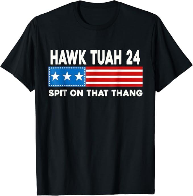 Adult Humor Shirts, Hawk Tuah 24 Spit On That Thang American Flag Adult Humor T-Shirt Top Classic Casual Cotton Hoodie,...