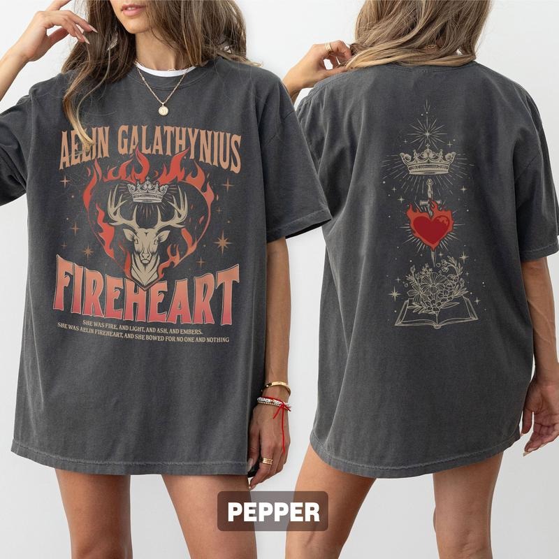 Aelin Galathynius Fireheart Shirt, Throne Of Glass Fan Double-Sided T-shirt, Kingsflame The Thirteen Shirt, Throne of...