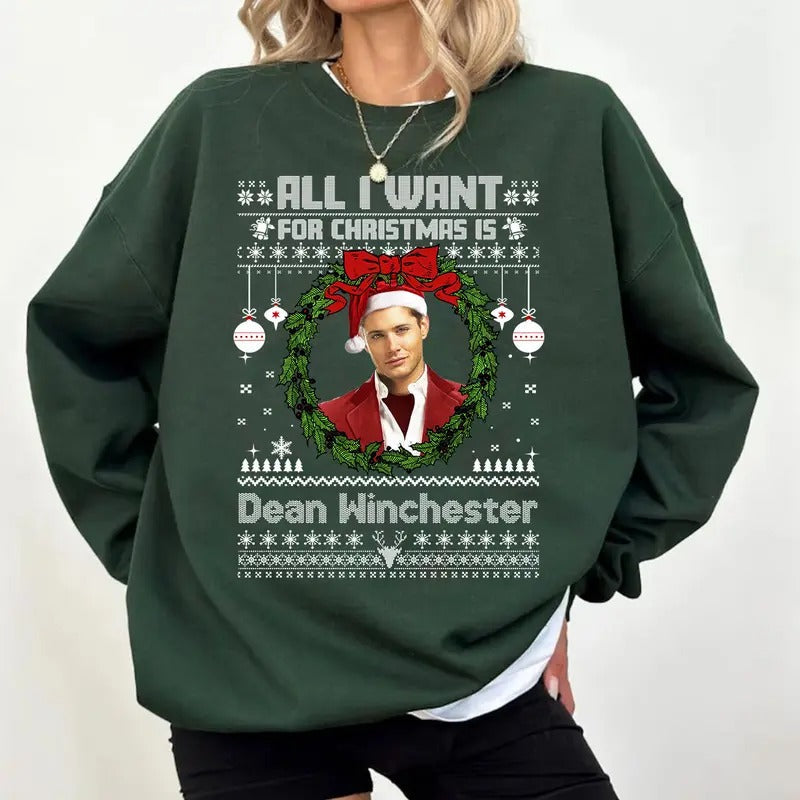 All I Want For Christmas Is Dean Winchester T Shirt, Dean Winchester  T Shirt, Gift For Woman and Man Unisex T-Shirt...
