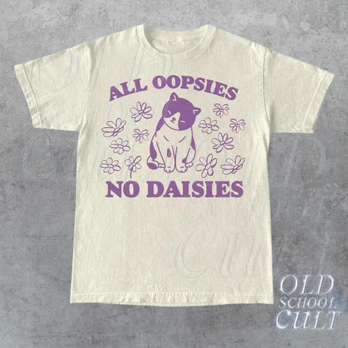 All Oopsies No Daisies Retro Graphic T-Shirt, Vintage Unisex Adult T Shirt, Vintage Kitten T Shirt, Nostalgia Cat T...