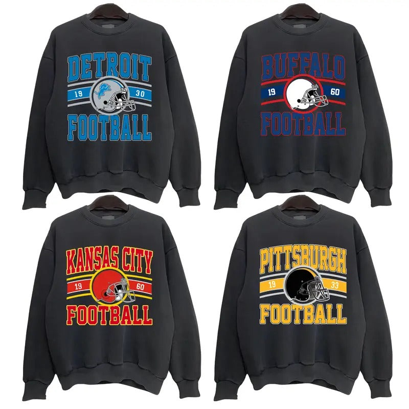 All Team Football Sweatshirt, 90s Vintage Crewneck Sweatshirt, Vintage Football Sweatshirt Hometown Pullover, Gift For...