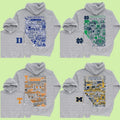 All Team Football Vintage Sketched Hoodie, Throwback College Football Crewneck, Unisex Retro Football Fan Pullover...