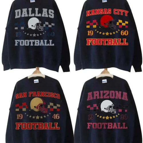 All Teams Football Vintage Style Crewneck Sweatshirt, Retro Design, Vintage Football Teams T-Shirts, Hoodie | ZylaModa.com