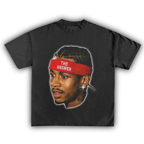 Allen Iverson Graphic Tee Shirt The Answer Big Face Vintage Basketball Shirt for Men Women Streetwear Menswear Top...