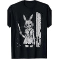 Alternative Gothic killer horror anime, 1 piece, 100% cotton T-shirt, Rabbit mask girl, niche design print, high quality...
