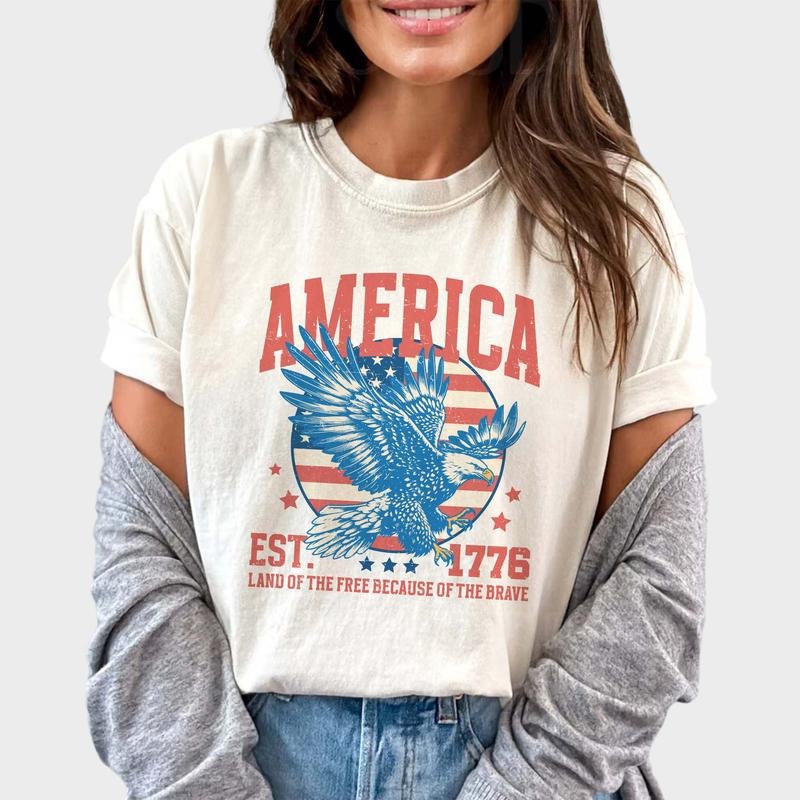 America Eagle Shirt Vintage, Est. 1776, Land of The Free Shirt, Retro America Shirt, Independence Day Tee, American Tee,...