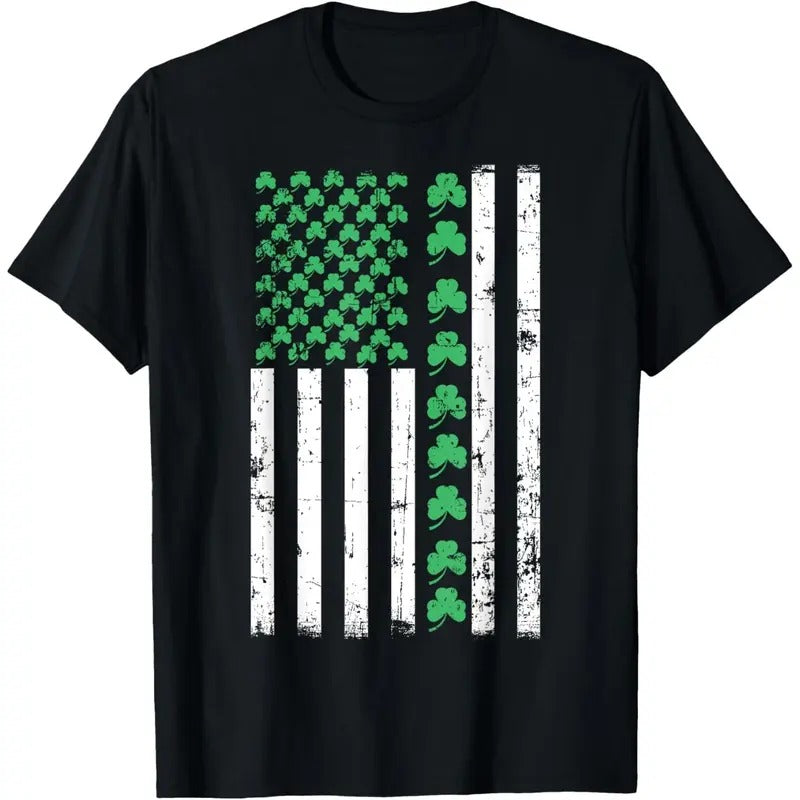 American Flag Shamrocks St Patricks Day Vintage Irish USA T-Shirt made in USA Hoodie, Sweatshirt | ZylaModa.com