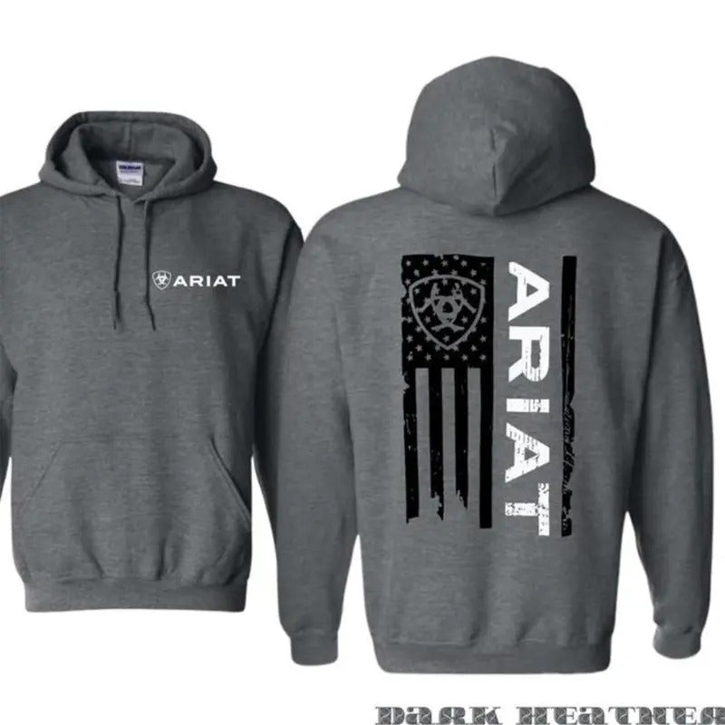 Ariat Hoodie - Classic American Flag Design with Bold Ariat Logo, Perfect for Western Lifestyle Enthusiasts, Comfortable...