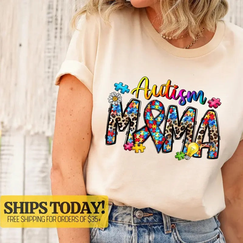 Autism Mom Shirt, Autism Awareness Mama T-Shirt, Proud Autism Mama Tees, Teacher Autism Acceptance T-Shirt, Neuro Diverse...
