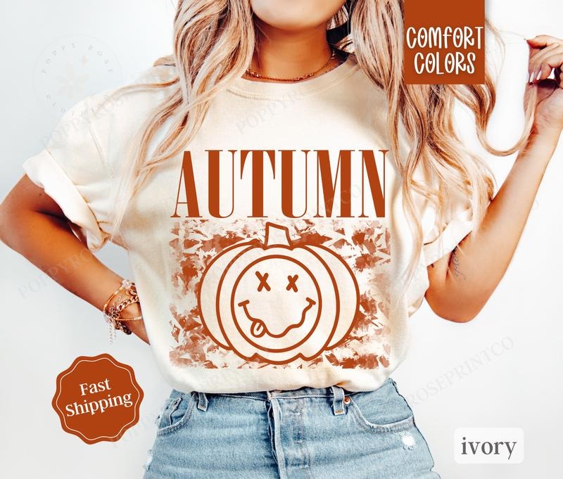Autumn Pumpkin Shirt Comfort Colors, Womens Fall Pumpkin Shirt, Womenswear Oversized Crewneck Hoodie, Sweatshirt
