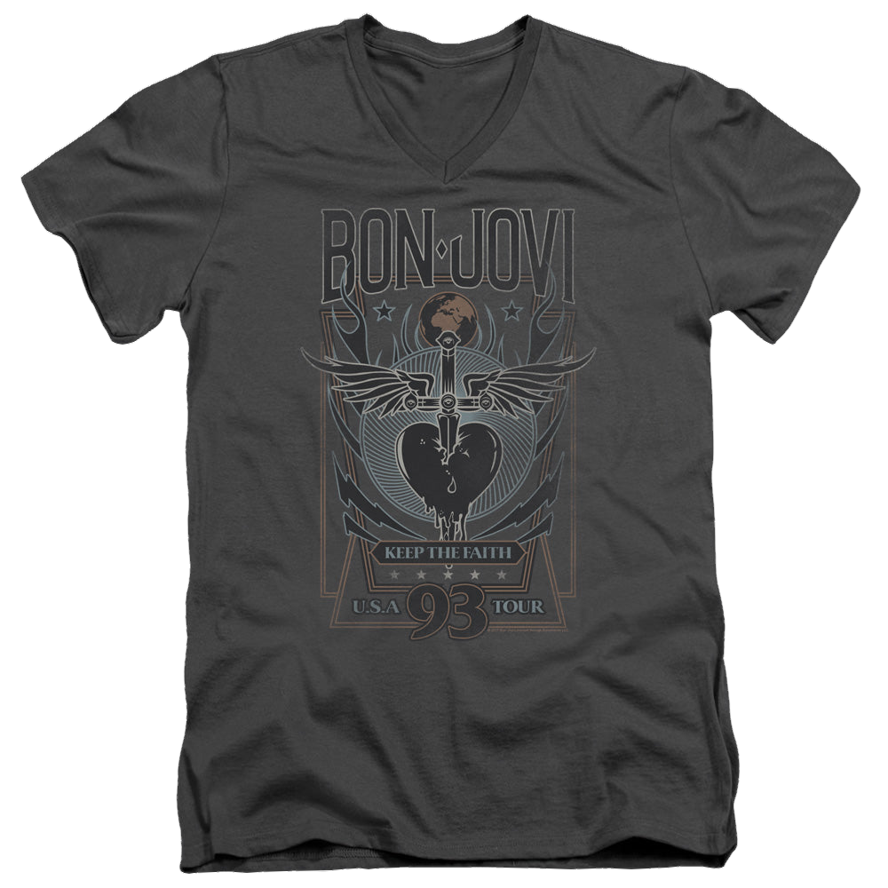 Bon Jovi Keep The Faith - Men's V-Neck T-Shirt Hoodie, Sweatshirt | ZylaModa.com