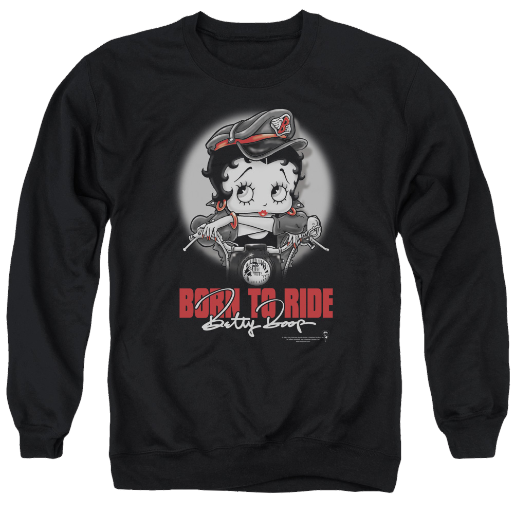 Betty Boop Born To Ride - Men's Crewneck Sweatshirt T-Shirts, Hoodie | ZylaModa.com