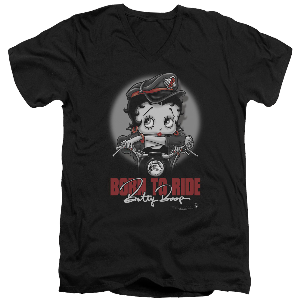 Betty Boop Born To Ride - Men's V-Neck T-Shirt Hoodie, Sweatshirt | ZylaModa.com