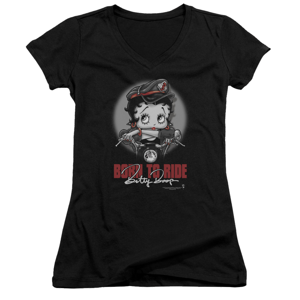 Betty Boop Born To Ride - Juniors V-Neck T-Shirt Hoodie, Sweatshirt | ZylaModa.com
