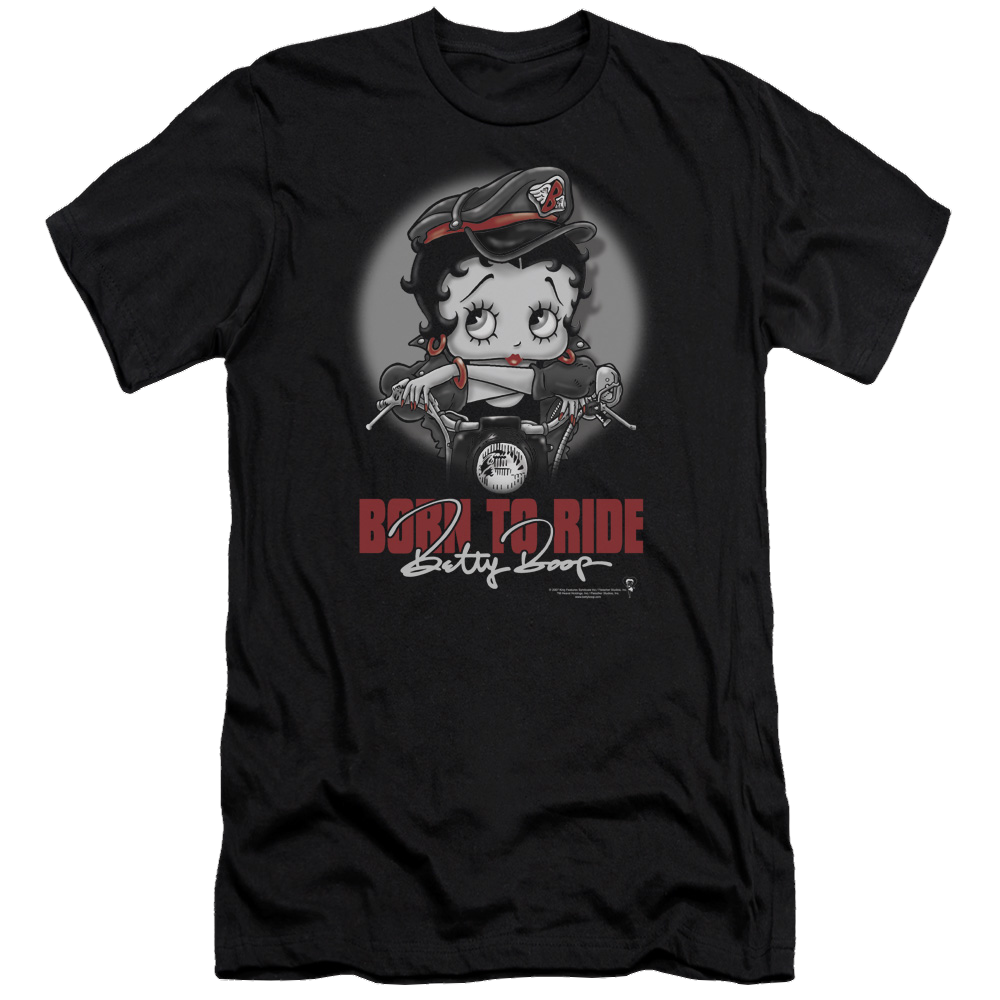 Betty Boop Born To Ride - Men's Premium Slim Fit T-Shirt Hoodie, Sweatshirt | ZylaModa.com