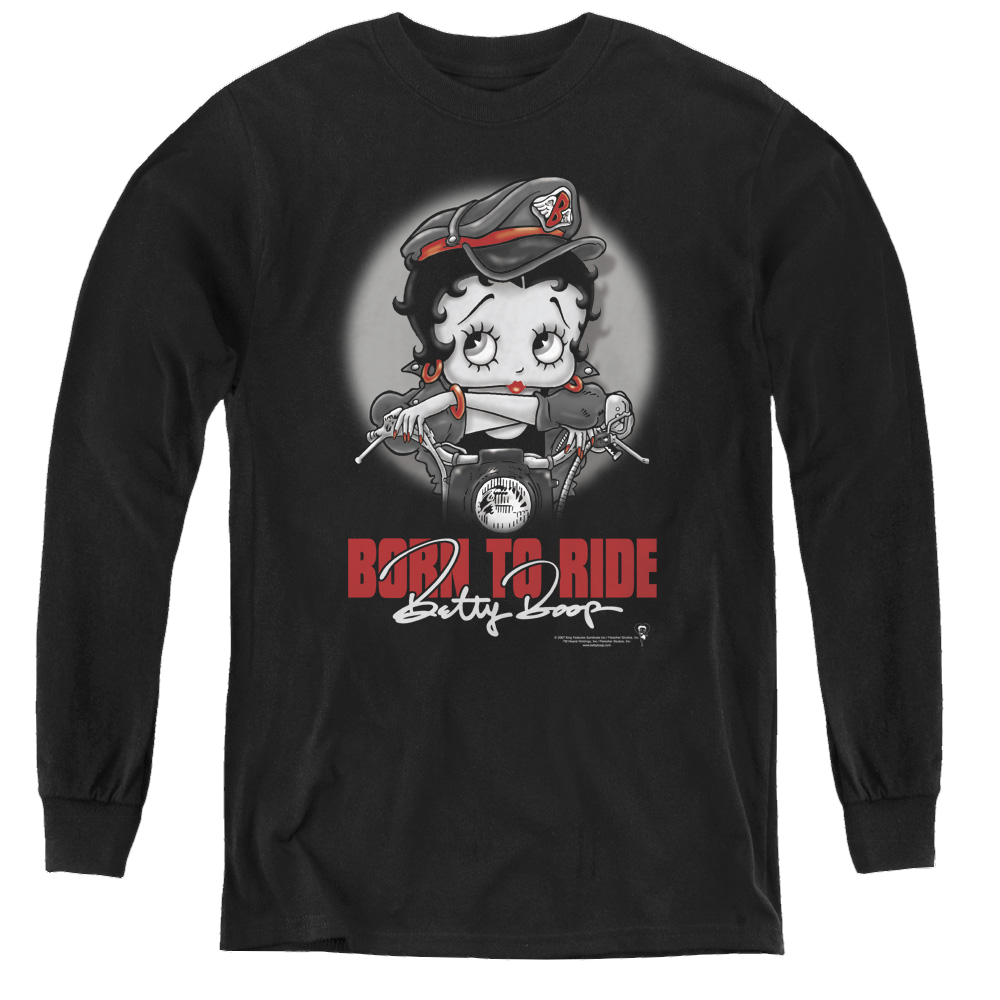 Betty Boop Born To Ride - Youth Long Sleeve T-Shirt Hoodie, Sweatshirt | ZylaModa.com