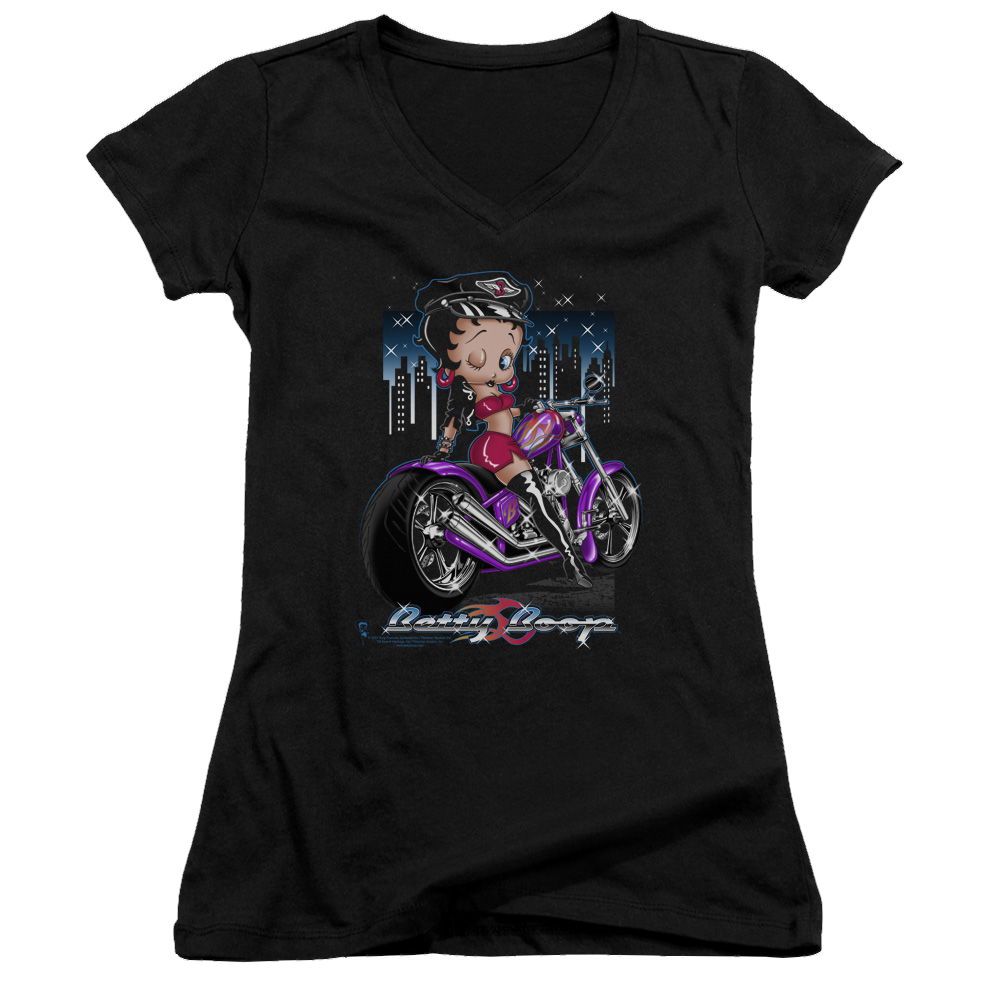 Betty Boop City Chopper - Juniors V-Neck T-Shirt Hoodie, Sweatshirt | ZylaModa.com