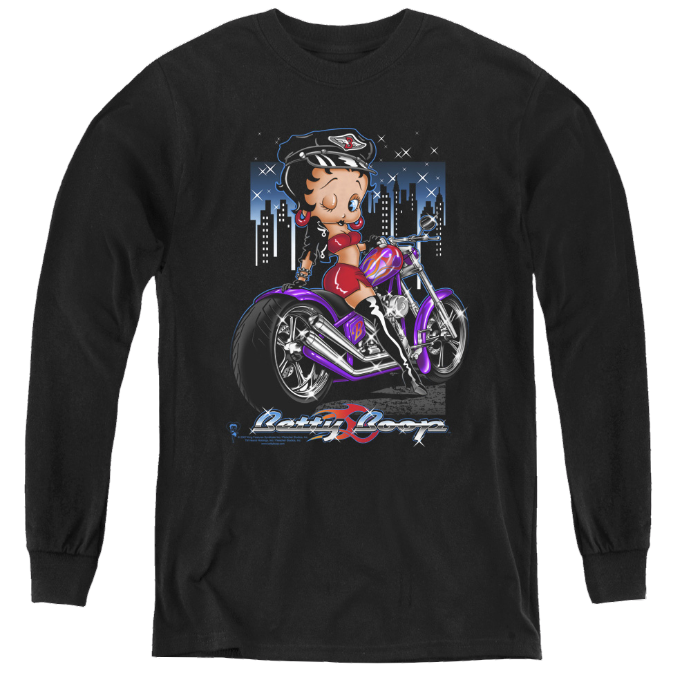 Betty Boop City Chopper - Youth Long Sleeve T-Shirt Hoodie, Sweatshirt | ZylaModa.com