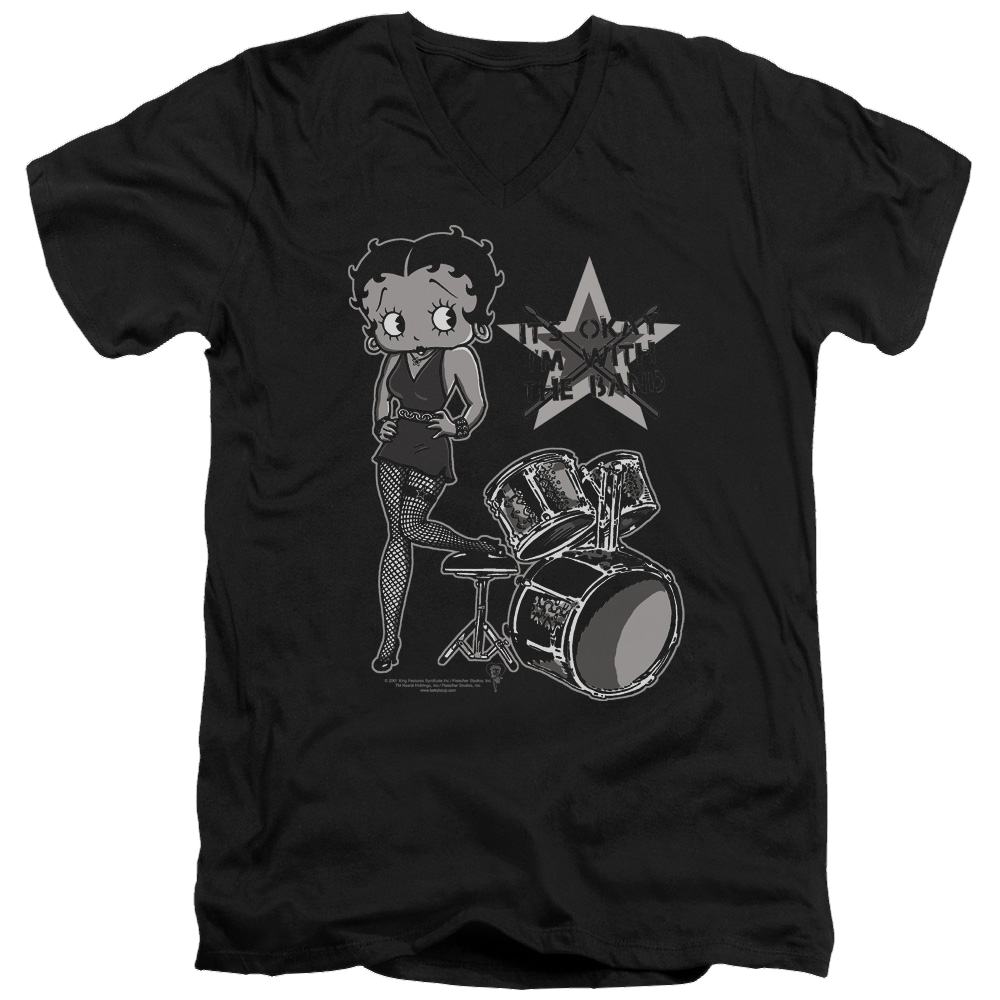 Betty Boop With The Band - Men's V-Neck T-Shirt Hoodie, Sweatshirt | ZylaModa.com