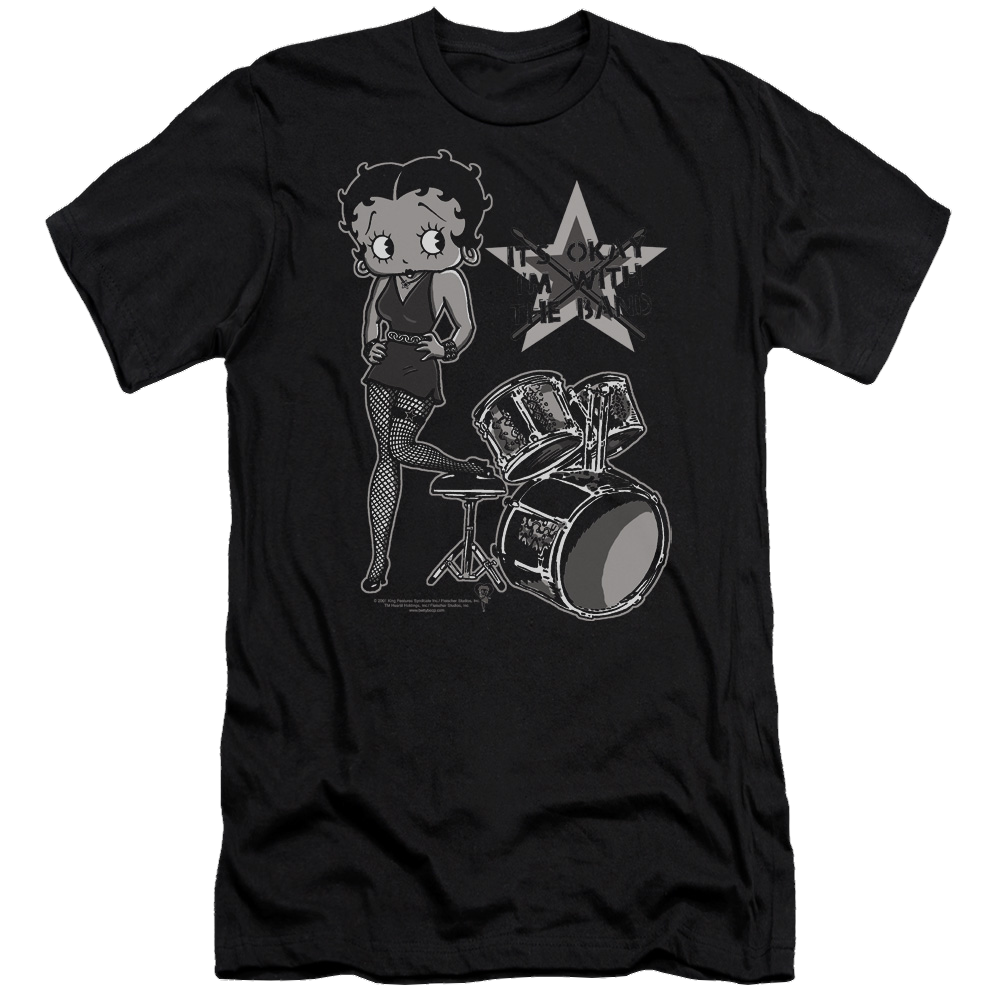 Betty Boop With The Band - Men's Premium Slim Fit T-Shirt Hoodie, Sweatshirt | ZylaModa.com