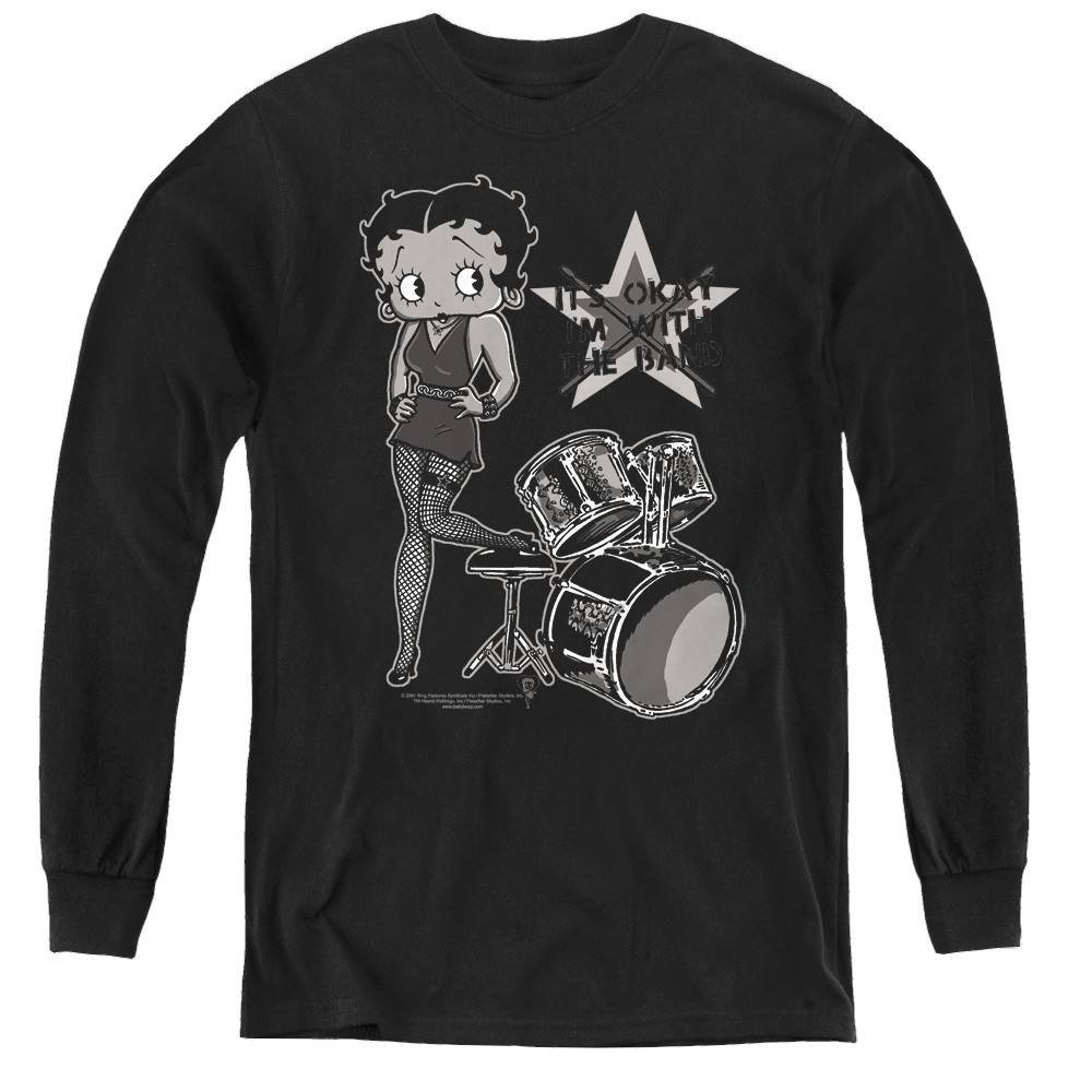 Betty Boop With The Band - Youth Long Sleeve T-Shirt Hoodie, Sweatshirt | ZylaModa.com