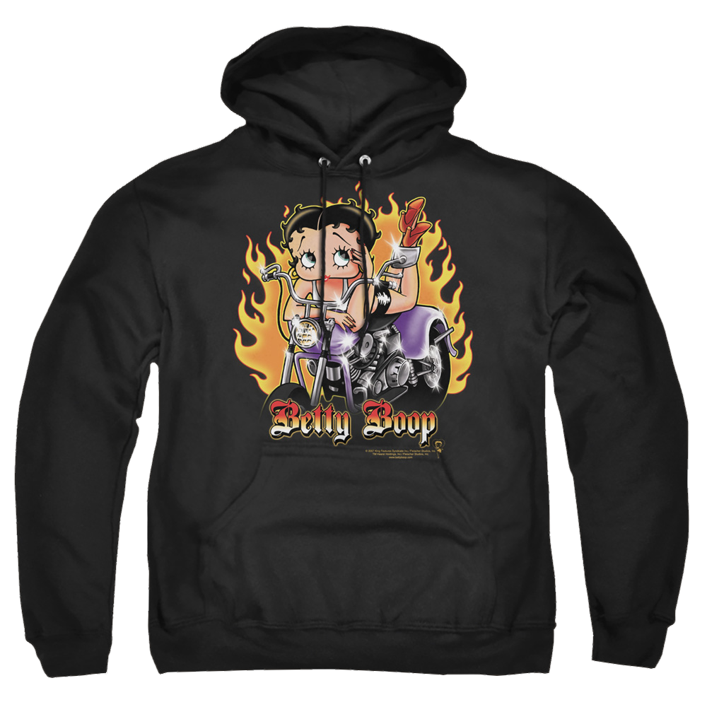 Betty Boop Biker Flames Boop - Pullover Hoodie T-Shirts, Sweatshirt | ZylaModa.com