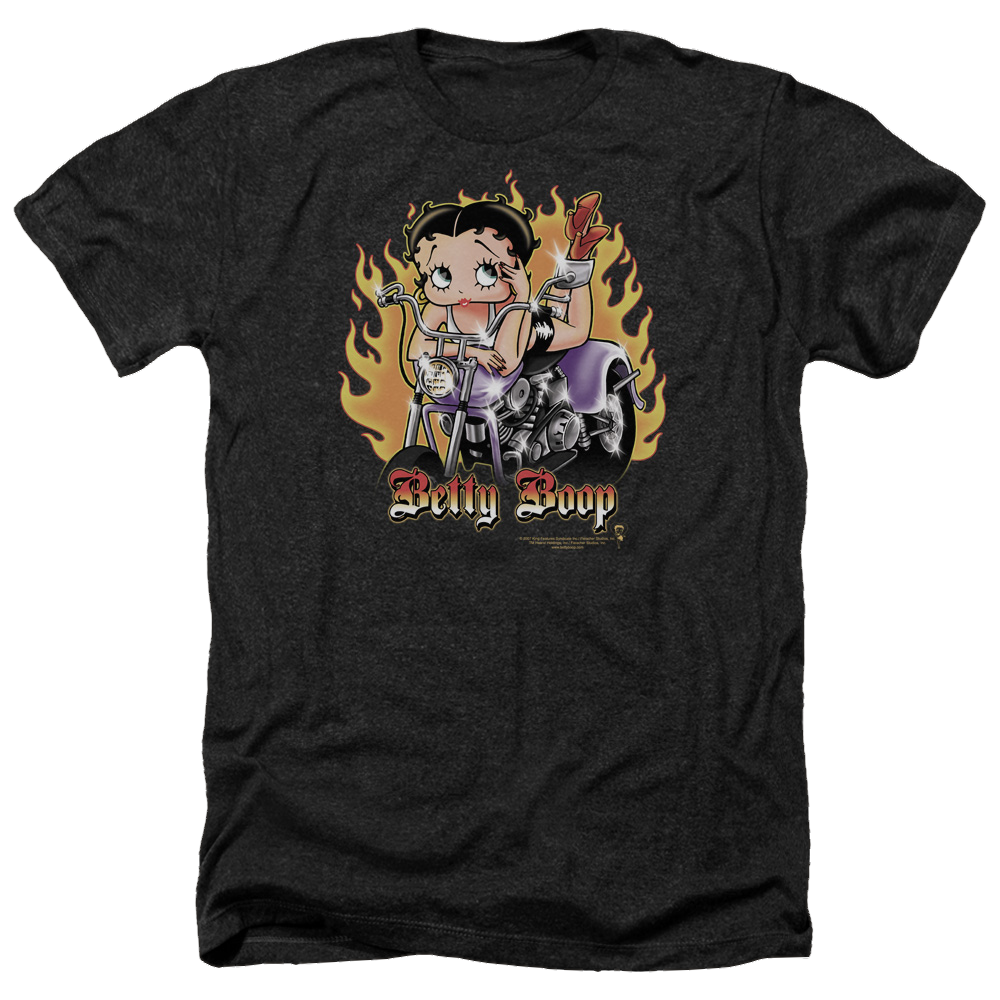 Betty Boop Biker Flames Boop - Men's Heather T-Shirt Hoodie, Sweatshirt | ZylaModa.com