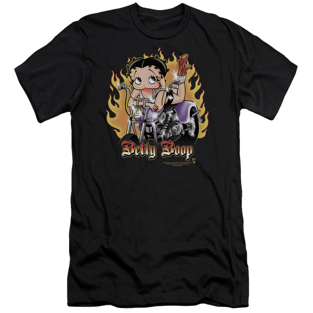 Betty Boop Biker Flames Boop - Men's Premium Slim Fit T-Shirt Hoodie, Sweatshirt | ZylaModa.com