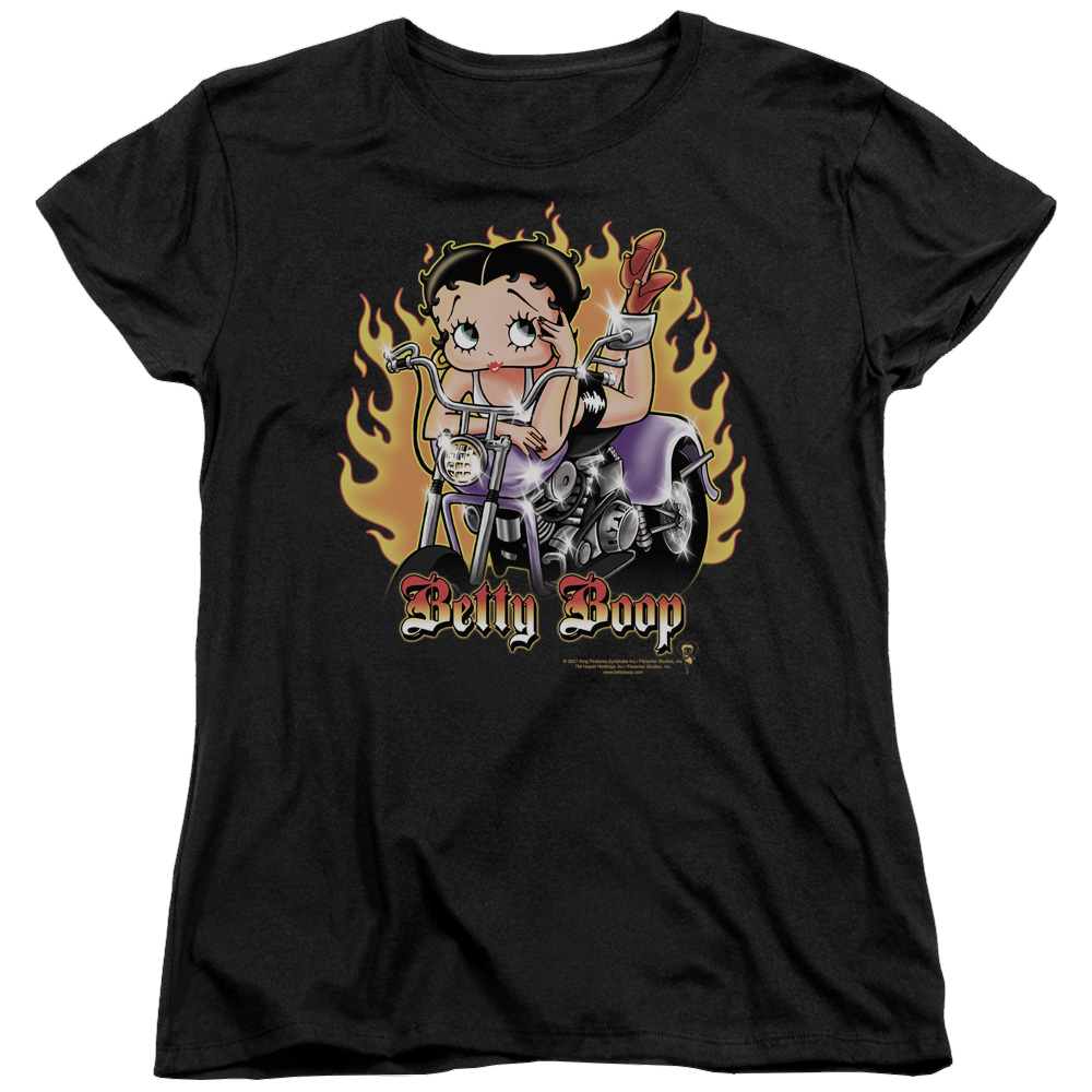 Betty Boop Biker Flames Boop - Women's T-Shirt Hoodie, Sweatshirt | ZylaModa.com