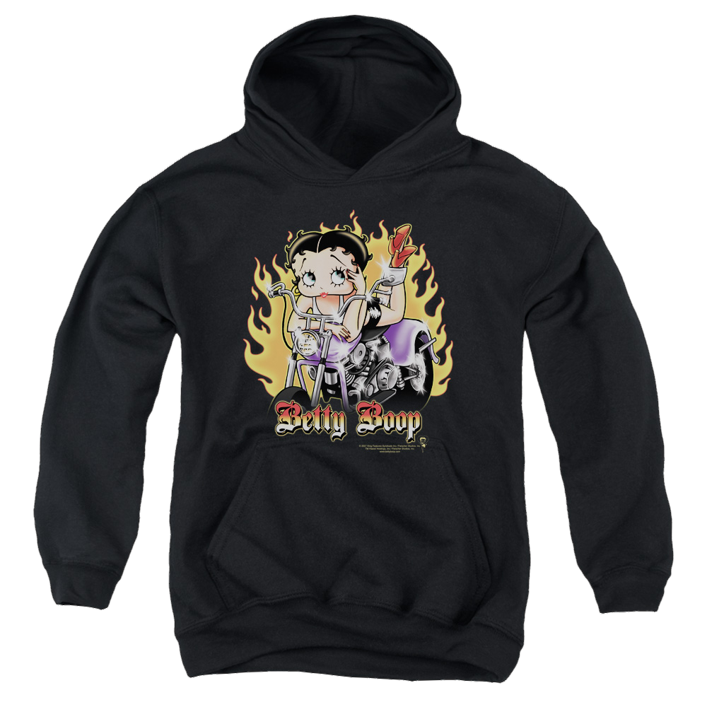 Betty Boop Biker Flames Boop - Youth Hoodie T-Shirts, Sweatshirt | ZylaModa.com