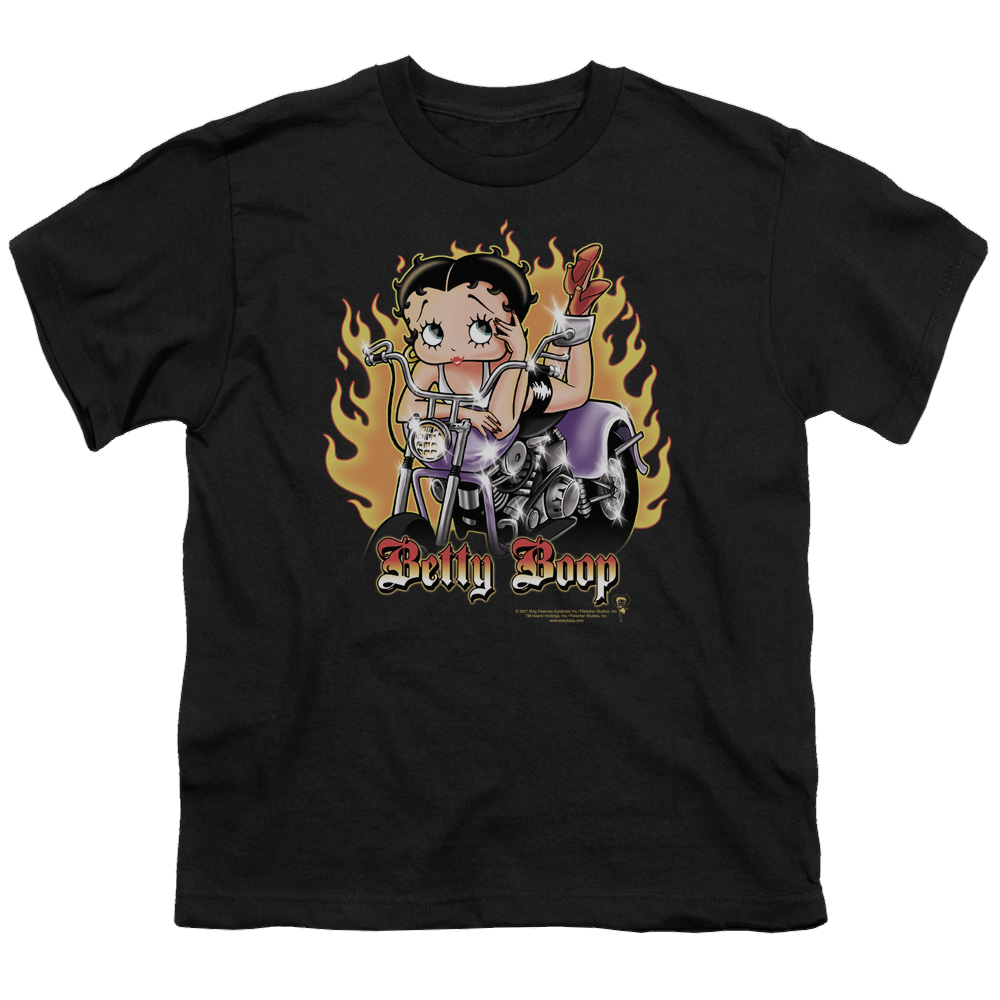 Betty Boop Biker Flames Boop - Youth T-Shirt Hoodie, Sweatshirt | ZylaModa.com