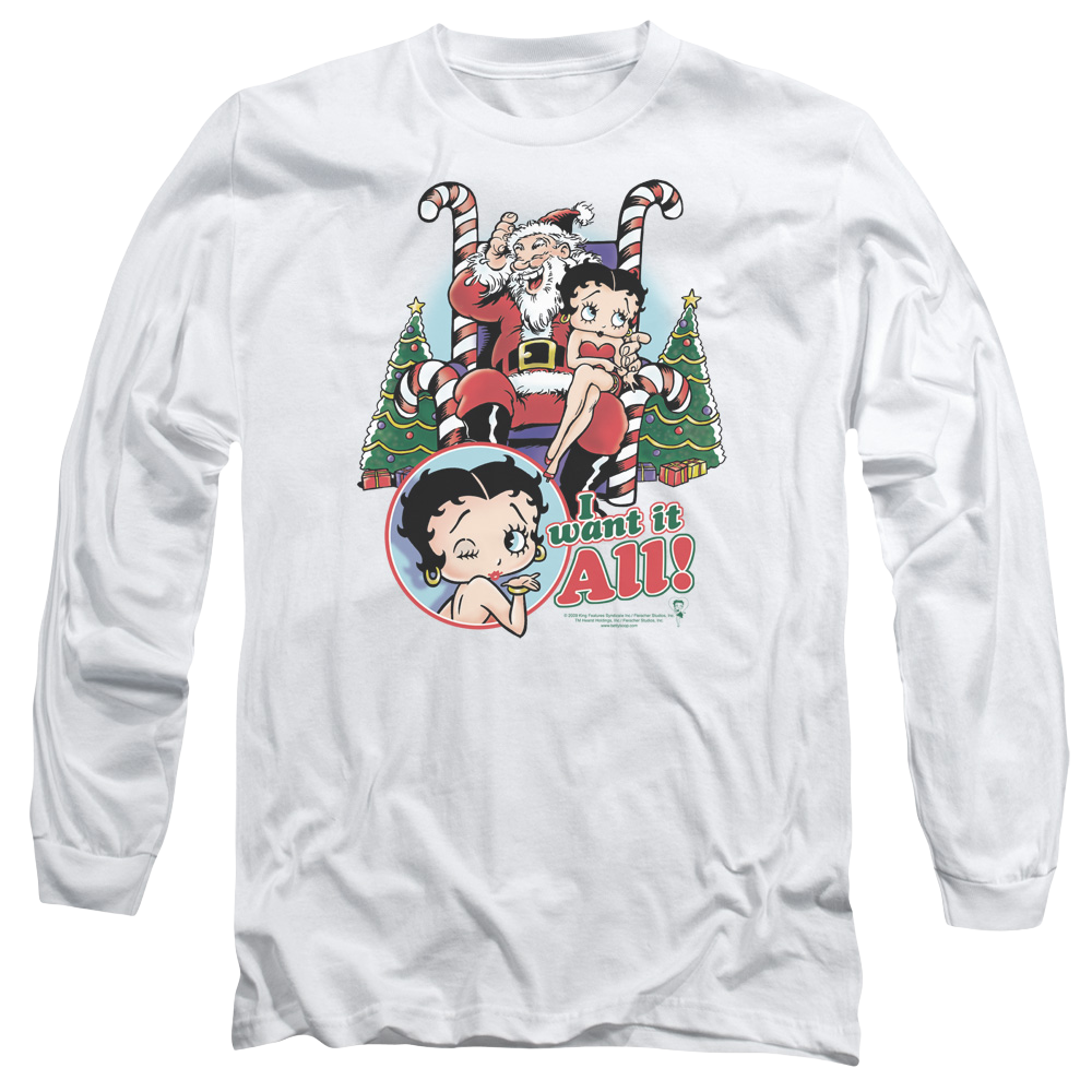 Betty Boop I Want It All - Men's Long Sleeve T-Shirt Hoodie, Sweatshirt | ZylaModa.com