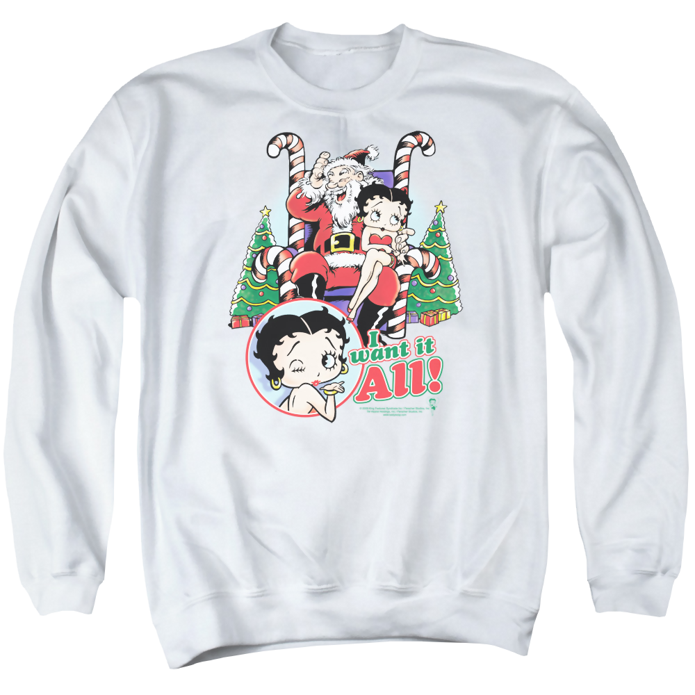 Betty Boop I Want It All - Men's Crewneck Sweatshirt T-Shirts, Hoodie | ZylaModa.com