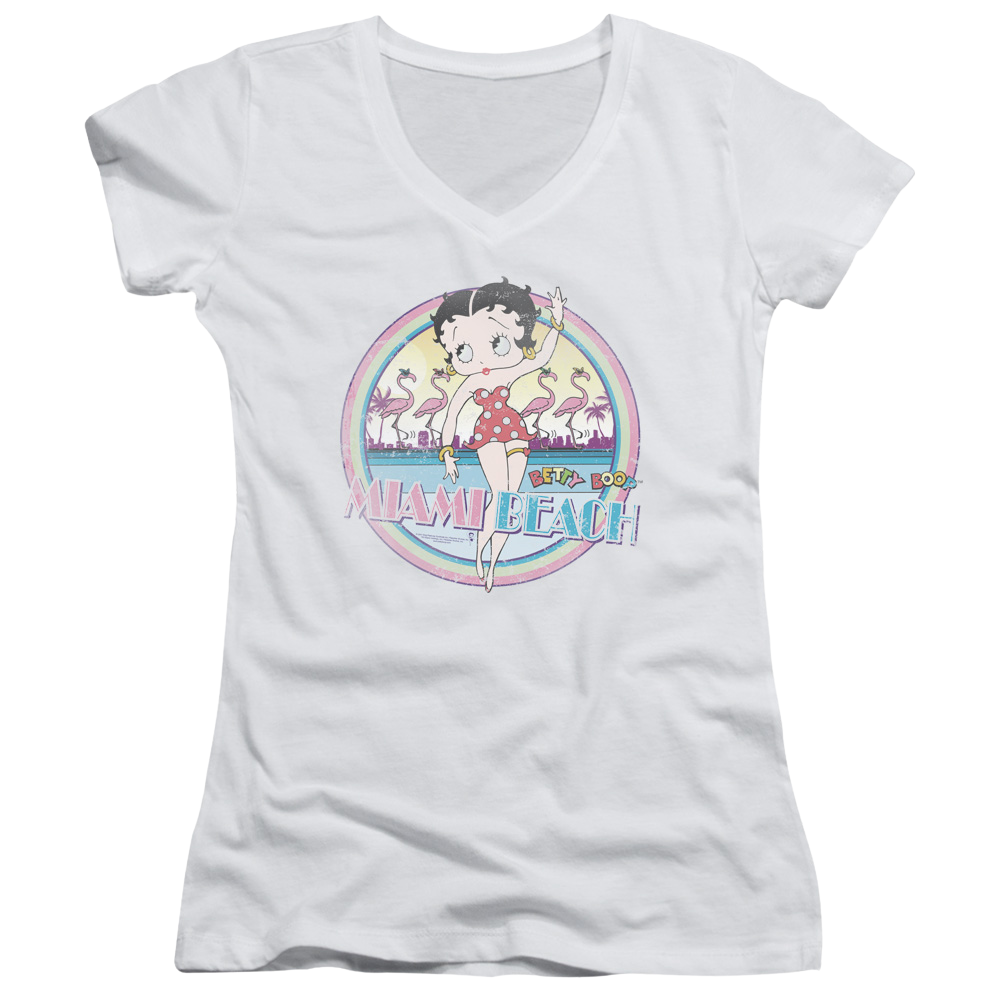 Betty Boop Miami Beach - Juniors V-Neck T-Shirt Hoodie, Sweatshirt | ZylaModa.com