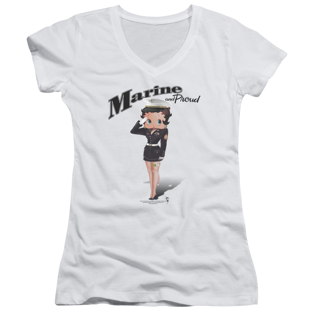 Betty Boop Marine Boop - Juniors V-Neck T-Shirt Hoodie, Sweatshirt | ZylaModa.com