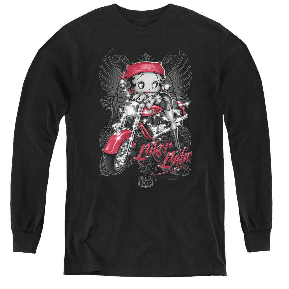 Betty Boop Biker Babe - Youth Long Sleeve T-Shirt Hoodie, Sweatshirt | ZylaModa.com