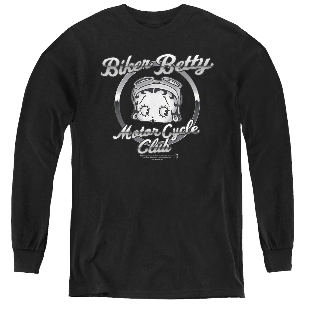 Betty Boop Chromed Logo - Youth Long Sleeve T-Shirt Hoodie, Sweatshirt | ZylaModa.com