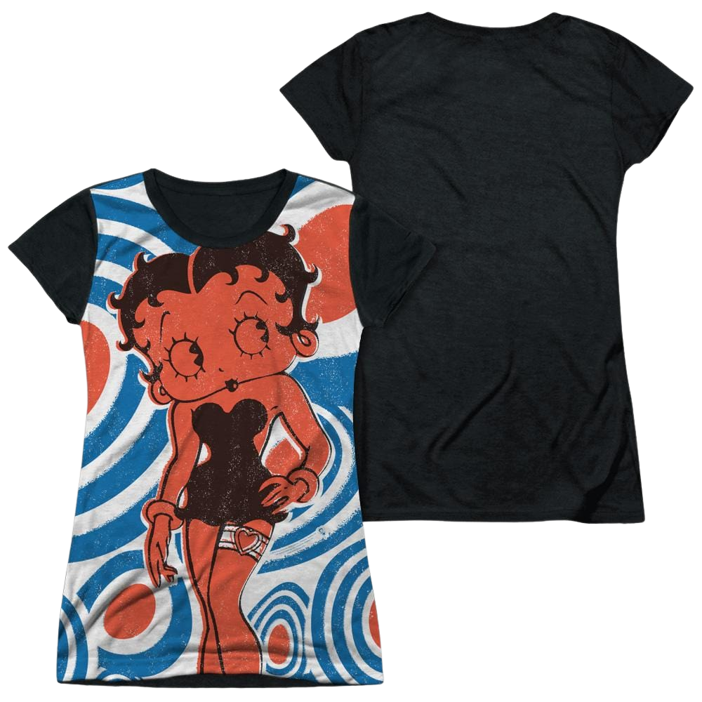 Betty Boop Mod Rings - Juniors Black Back T-Shirt Hoodie, Sweatshirt | ZylaModa.com