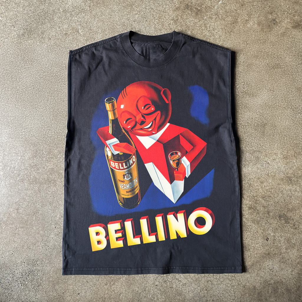 1920's 'BELLINO' WINE CUT-OFF BLACK T-SHIRT Hoodie, Sweatshirt | ZylaModa.com (Image 1)