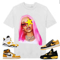 BIG FACE Latto Star, Shirt to match A J 6s Yellow Ochre, A J 1 Yellow Ochre, A J 4 Thunder, Shirt to matching Sneaker...