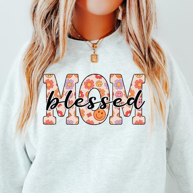 BLESSED MOM SWEATSHIRT (Crewneck Sweatshirt, Unisex Fit, Causal Sweatshirt for Christmas, Christmas Holiday Sweatshirt)...