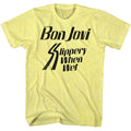 Bon Jovi Slippery When Wet Yellow Heather T-Shirt Hoodie, Sweatshirt | ZylaModa.com