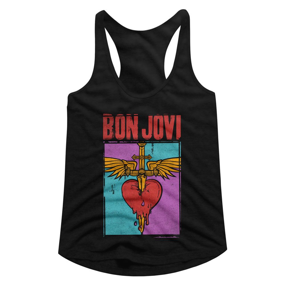 Bon Jovi Heart And Dagger Official Ladies Racerback Shirt Hoodie, Sweatshirt | ZylaModa.com