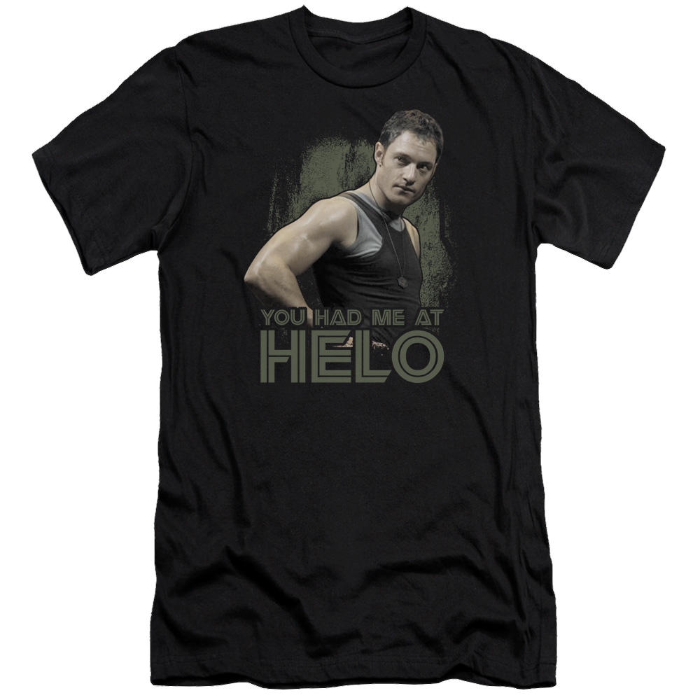 Battlestar Galactica Had Me At Helo - Men's Premium Slim Fit T-Shirt Hoodie, Sweatshirt | ZylaModa.com