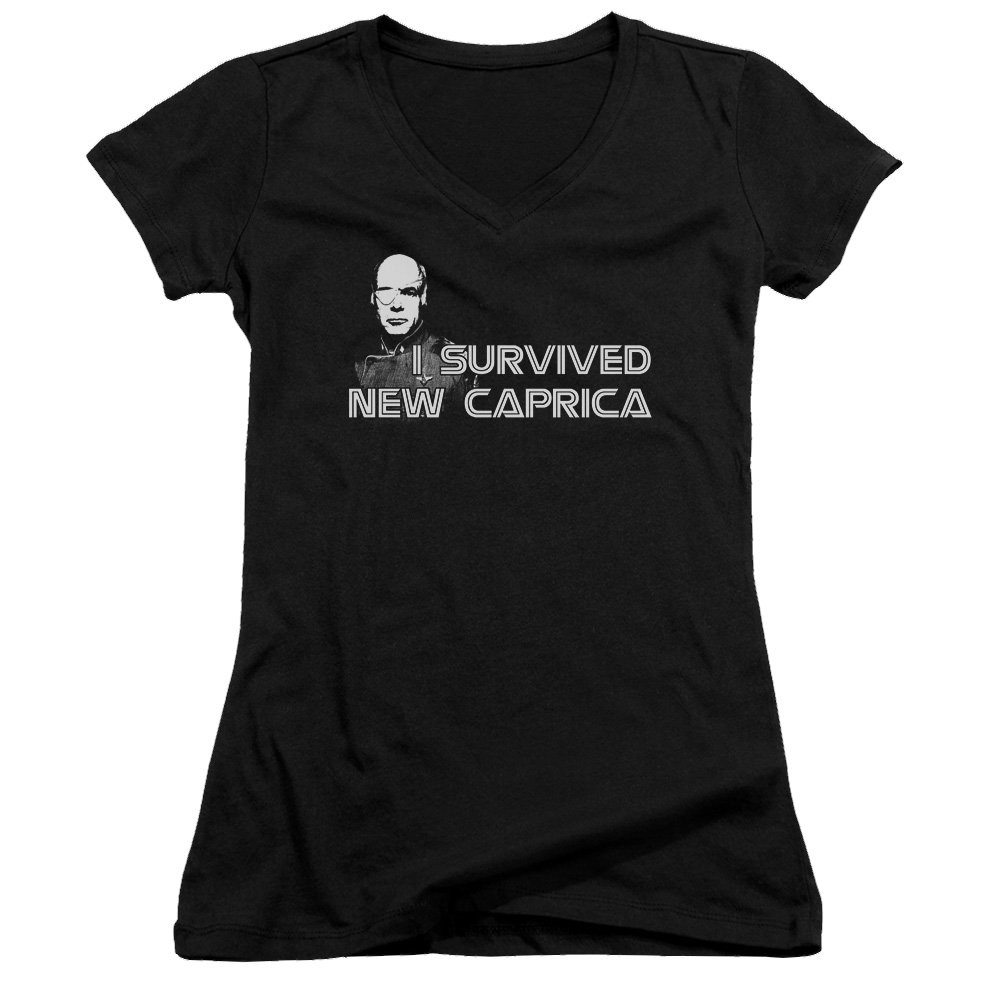 Battlestar Galactica I Survived New Caprica - Juniors V-Neck T-Shirt Hoodie, Sweatshirt | ZylaModa.com