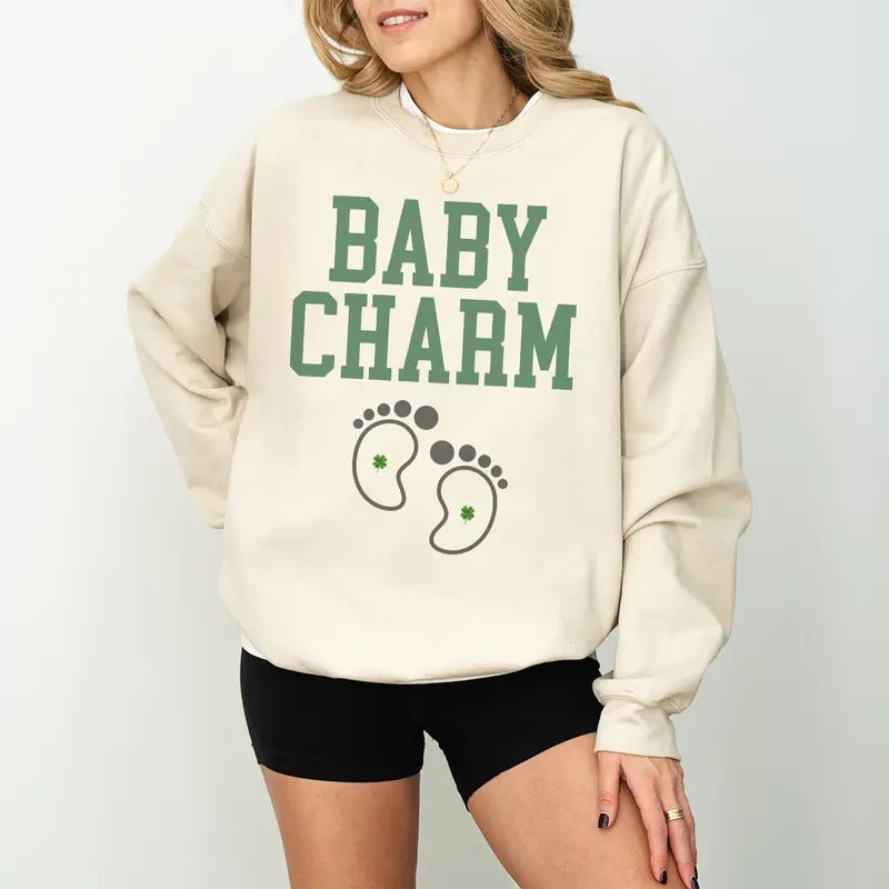 Baby Charm Sweatshirt, Extra Lucky This Year Shirt, St Patrick's Day Pregnancy Reveal, Pregnancy Announcement Shirt, Mom...