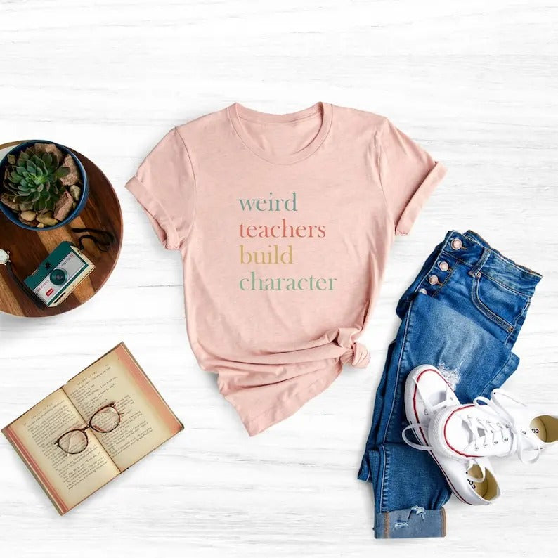 Back To School Weird Teachers Build Character Shirt, Best Teacher Shirt, Teacher's Day Gift Shirt, Retro Teachers Shirt,...